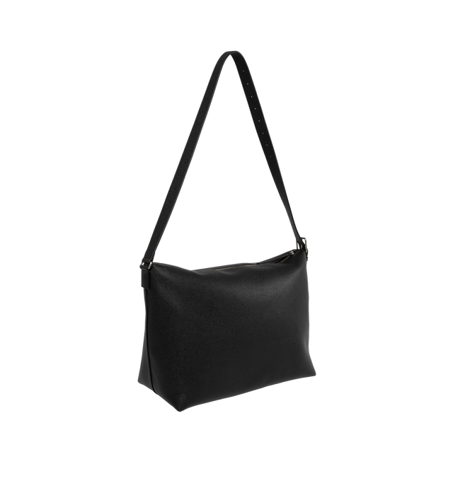 Image 2 of 3 - BLACK - Balenciaga Hobo Messenger Bag has a zip top closure, an adjustable shoulder strap, 3 card slots at the front, an inner zip pocket, and aged silver-tone hardware. Lined. H 11.5 x W 16.5 x D 7.4 inches. 100% calfskin. Made in Italy.  