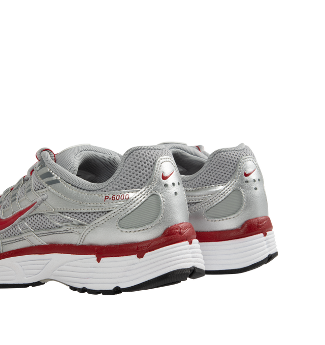 Image 3 of 5 - SILVER - NIKE P-6000 Sneaker featuring breathable mesh has real and synthetic leather overlays, foam midsole, no-slip grip, full rubber outsole, tongue webbing with "Bowerman Series" branding, Nike logo on tongue tab and molded synthetic leather Swoosh design. 