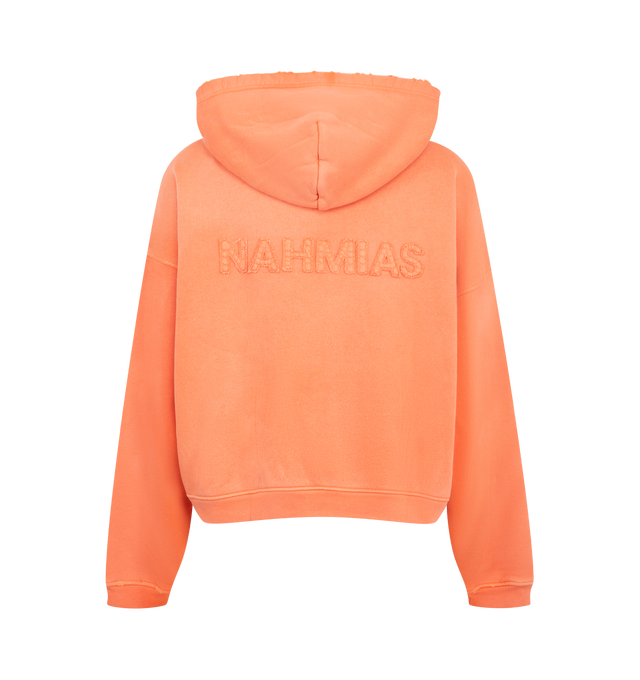 Image 2 of 2 - ORANGE - Nahmias Men's Zip Up Hoodie is crafted from cotton and features a full-zip closure, an adjustable hood, and a sun-faded vintage wash. Designed in Los Angeles, this relaxed everyday style combines a worn-in look with soft comfort. Main Material: 100% Cotton.  