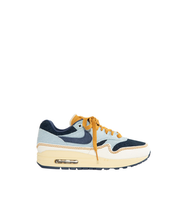 BLUE - NIKE Air Max 1 '87 featuring visible Max Air unit, padded, low-cut collar, wavy mudguard and pill-shaped Air window and rubber outsole.