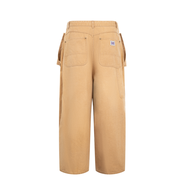 Image 2 of 4 - BROWN - Needles Men's H.D. Apron Pant is crafted from sulfur-dyed duck canvas and features the brand's signature H.D. silhouette with a voluminous, sculptural leg shape. Combining apron-inspired workwear detailing with durable utility fabric, this distinctive style reinterprets classic workwear through an exaggerated contemporary fit. Main Material: 100% Cotton. Made in Japan. 