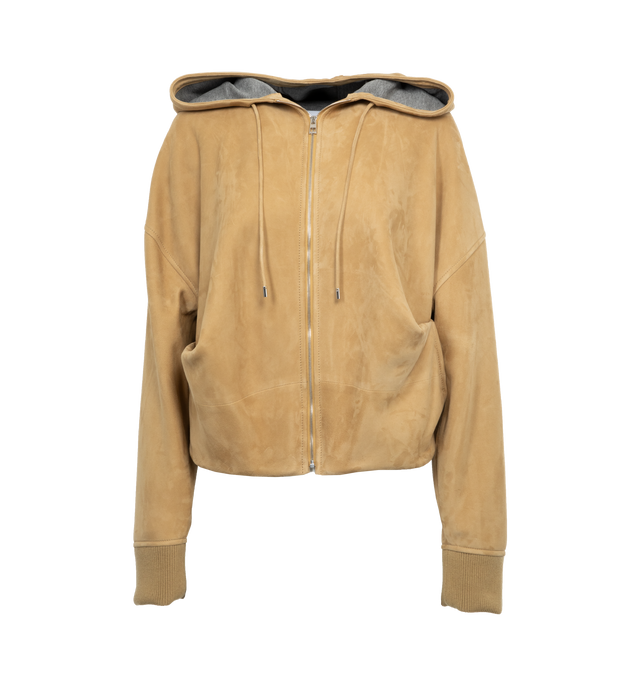DRAPED SUEDE HOODIE WOMENS HIRSHLEIFERS