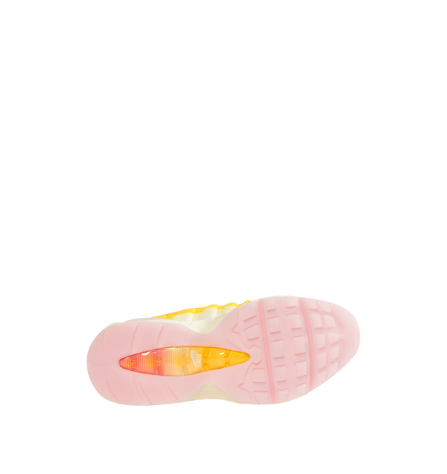 Image 4 of 5 - YELLOW - NIKE Air Max 95 Big Bubble Sneaker featuring distinctive wavy design, textile and synthetic leather, visible Max Air cushioning, flex grooves in the midsole and outsole, foam midsole and rubber outsole. 