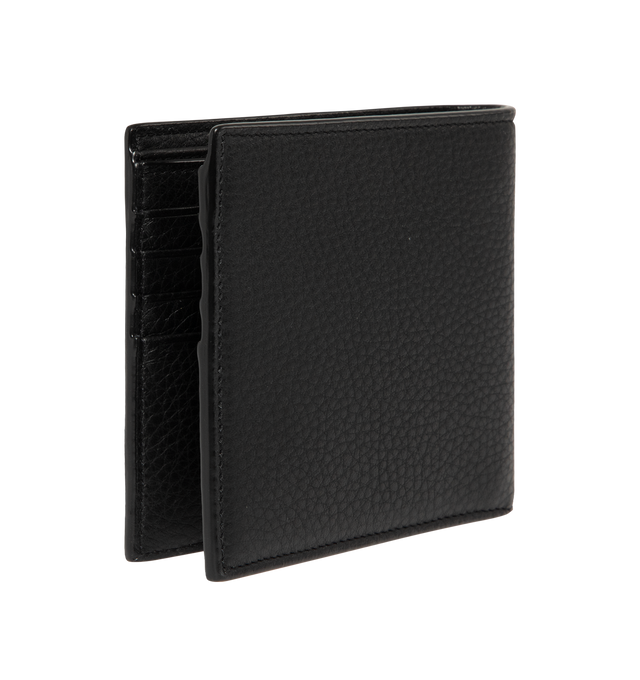 Image 2 of 3 - BLACK - Saint Laurent Mens Wallet is crafted from black leather. Features a classic bifold silhouette, interior card slots and bill compartment, silver-tone hardware, and embossed Saint Laurent logo. Main Material: 100% Leather. Made in Italy. 
