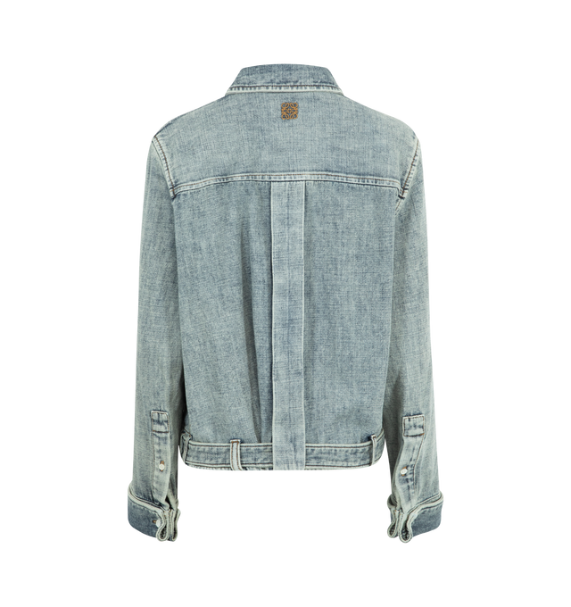Image 3 of 3 - BLUE - Loewe Shirt in lightweight cotton denim featuring an asymmetric silhouette and a twisted construction with draping on one side. Regular fit, regular length, button front fastening, buttoned French cuffs, partially concealed belt with LOEWE engraved D-ring, Anagram embroidery placed at the back.  Made in Italy. 