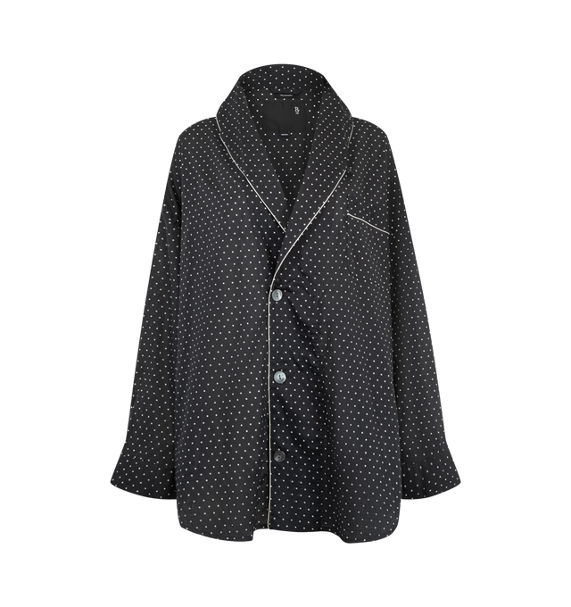 Image 1 of 2 - BLACK - R13 Women's Shawl Lapel Shirt is crafted in a lightweight fabric and features an oversized silhouette with a distinctive shawl collar. Designed with a button-front closure and relaxed proportions. Main Material: 100% Cotton. 
