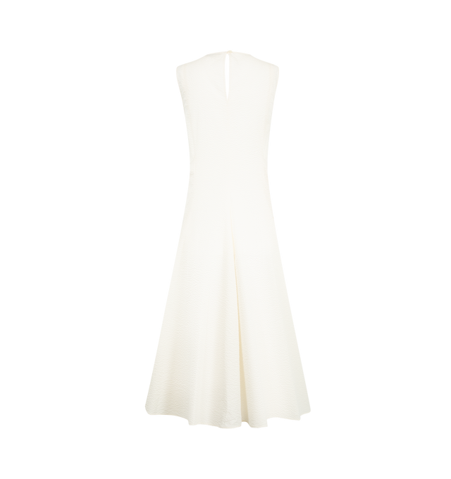 Image 2 of 2 - WHITE - JW Anderson Women's Cloqu Dress is crafted from textured cotton seerksucker material. An unlined, sleeveless dress, features a fitted body, voluminous skirt. Finished with a waist tie with a selvedge edge. Main Material: 100% Cotton. Made in Portugal. 