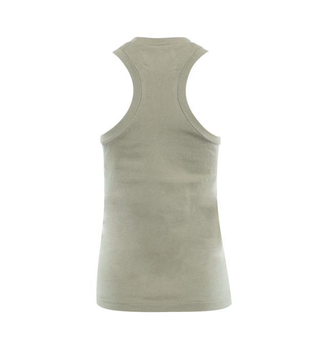 Image 2 of 2 - GREEN - EXTREME CASHMERE Tank Top featuring straight fit, stretchy fabric, falls to the hip and racer back. 70% cotton, 30% cashmere. 