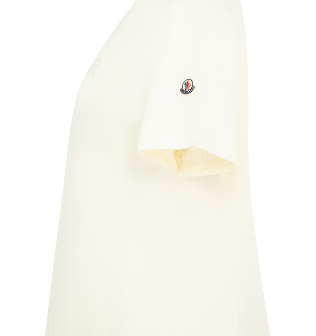 Image 3 of 3 - WHITE - MONCLER Cotton T-Shirt featuring cotton jersey, ribbed crew neck, short sleeves and embroidered logo. 100% cotton. 