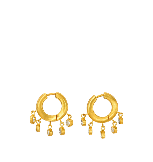 Image 2 of 3 - GOLD - DARIUS 8MM Diamond Veil Signature Hoops featuring approximately 0.75 cts of Old Mine Cut Diamonds Drops set in Fairmined 18K Yellow Gold. Hirshleifers offers a range of pieces from this collection in-store. For personal consultation and detailed information about jewelry, please contact our dedicated stylist team at personalshopping@hirshleifers.com.This item may be restricted for online purchase to international clients.  For assistance purchasing this item please contact our dedicate 