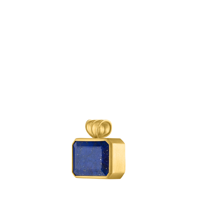 Image 2 of 3 - BLUE - Prounis Lapis Pendant is handcrafted from 22K yellow gold and features a sculptural lapis stone set within a polished gold box setting. Handmade in New York. For personal consultation and detailed information about jewelry, please contact our dedicated stylist team at personalshopping@hirshleifers.com.This item may be restricted for online purchase to international clients. For assistance purchasing this item please contact our dedicated stylist team at personalshopping@hirshleifers.co 