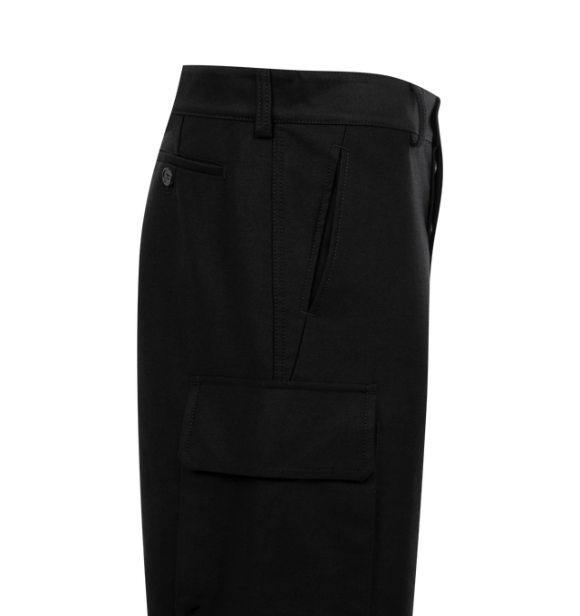 Image 3 of 3 - BLACK - Marni Cargo trousers made from organic cotton satin with a compact texture and velvety feel. Relaxed fit. Side pockets, flap pockets on the legs, and back pockets. Zip closure with horn button. 100% Cotton Woven 