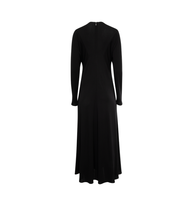 Image 2 of 3 - BLACK - THE ROW Venusia Dress featuring long sleeves, maxi length, crew neck, slinky knit fabric, hidden back zipper closure and unlined. 100% viscose. 100% silk. 