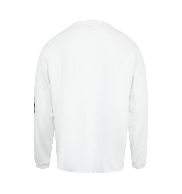Image 2 of 3 - WHITE - RHUDE Deix Shield Oversized Long Seeve Tee featuring oversize fit, crew neck, long sleeves, screen print logo and straight hem. 100% cotton. 