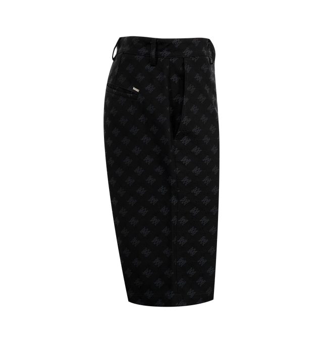 Image 3 of 3 - BLACK - Amiri MA Quad Jacquard Shorts have a button fly, belt loops, an all-over monogram print, side pockets, and 2 back pockets. Made in Italy.  