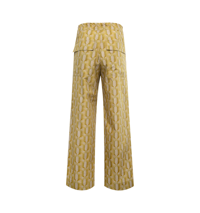 Image 2 of 3 - GREEN - DRIES VAN NOTEN Printed Pants featuring loose-fitting style, an elasticated waistband, a visible mid-front zipper and pockets at the sides and back. 100% cotton poplin. 