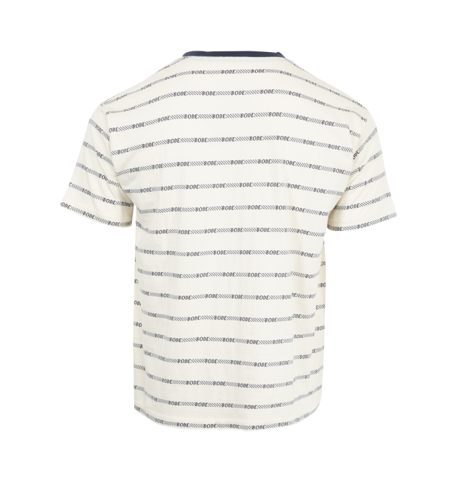 Image 2 of 3 - WHITE - BODE Rec Jacquard Tee featuring logo throughout, short sleeves and contrast crew neck. 100% cotton. Made in Portugal. 