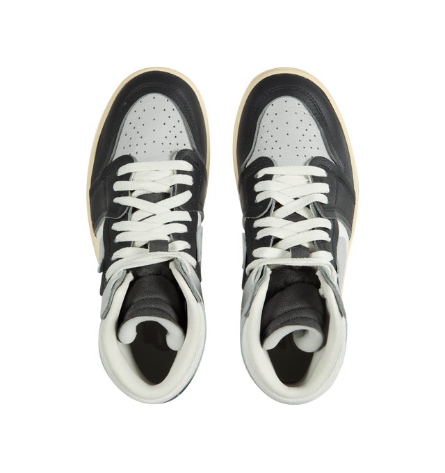 Image 5 of 5 - GREY - AIR JORDAN 1 HIGH METHOD OF MAKE features a real and synthetic leather in upper, encapsulated Nike Air unit, rubber in the outsole, wings logo on collar, embroidered Swoosh logo and Jumpman on tongue. 