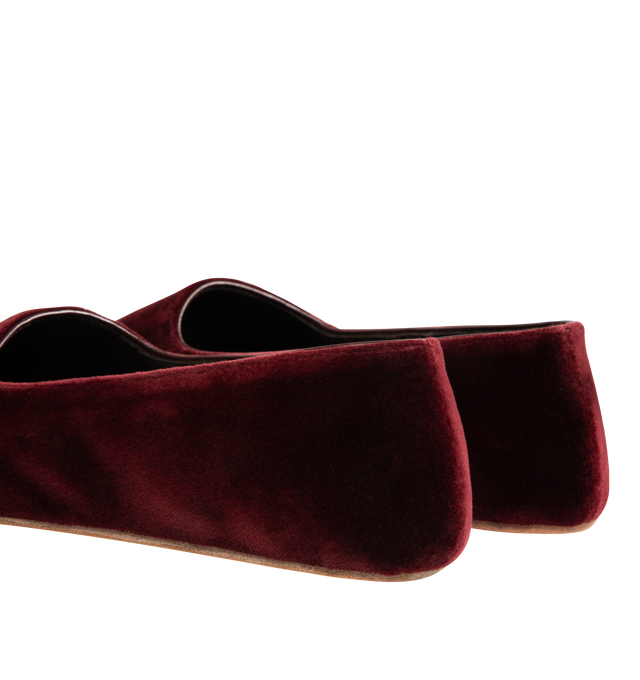 Image 3 of 4 - RED - THE ROW Ponti Slipper featuring minimal slip-on shoe in plush velvet with round toe, leather lining and flexible leather sole. 100% cotton. Made in Italy. 