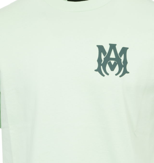 Image 3 of 4 - GREEN - AMIRI MA Logo T-Shirt featuring monogram print at the chest, logo print to the rear, textured finish to the print, crew neck, short sleeves and straight hem. 100% cotton.  