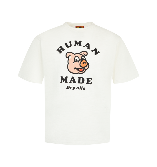 Image 1 of 2 - WHITE - Human Made Men's Pig Graphic T-Shirt is crafted from 100% cotton jersey and features a distinctive animal graphic on the front and a signature heart logo on the back. Main Material: 100% Cotton. Graphic: Animal Graphic at Front, Heart Logo at Back. Made in Japan. 