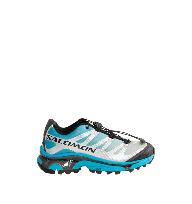 Image 1 of 5 - BLUE - Salomon Men's XT-4 OG Sneakers are crafted with a lightweight textile and synthetic upper and feature the brand's Agile Chassis System, Quicklace technology, and dual-density EVA cushioning for exceptional stability and comfort. Reviving one of Salomon's iconic trail-running silhouettes, these designer sneakers combine technical performance with archival outdoor style, delivering superior support, durability, and all-terrain traction for both city streets and rugged trails. Main Materi 