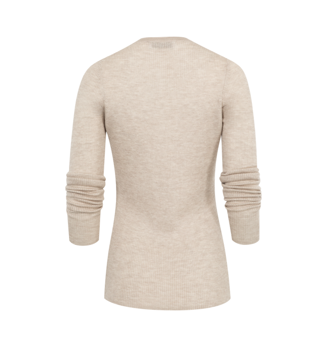 Image 2 of 2 - NEUTRAL - GABRIELA HEARST Julian Knit Henley featuring crewneck, partial button-up closure, long sleeves and ultra-thin. 70% cashmere, 30% silk. 