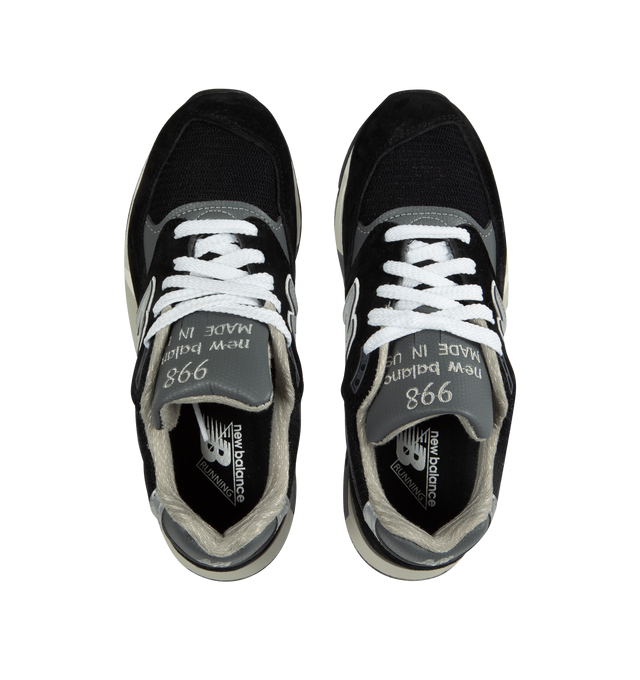 Image 5 of 5 - BLACK - New Balance Made in USA 998 Sneakers featuring ABZORB cushioning for shock absorption, premium pigskin suede and mesh upper construction, in a classic black colorway. Made in USA. 