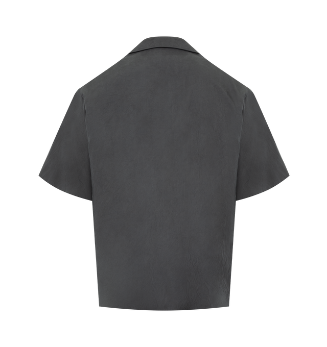 Image 2 of 2 - BLACK - KAPTAIN SUNSHINE Silk Pullover Shirt featuring open collar, short sleeves, chest patch pocket, straight hem and relaxed fit. Made in Japan.  