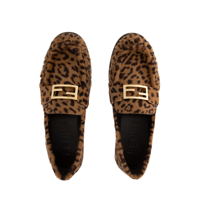 Image 4 of 4 - BROWN - FENDI Baguette Penny Loafers featuring calf hair lining, a leopard pattern, classic moc-toe design, leather lining and leather sole. Made in Italy. 