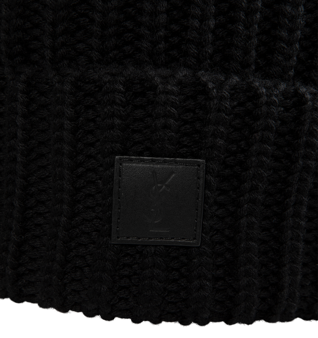 Image 3 of 3 - BLACK - Saint Laurent Men's Bonnet Maille Knit Beanie features a classic knitted construction. 