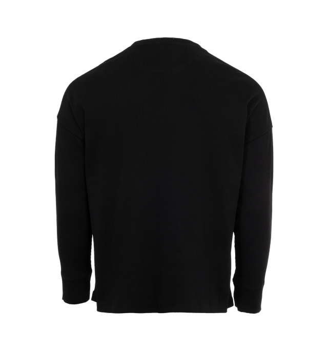 Image 2 of 3 - BLACK - LOEWE Oversized Fit T-shirt featuring oversized fit, regular length, crew neck, long sleeves, ribbed cuffs and anagram embroidery placed at the front. 100% cotton. Made in Portugal. 