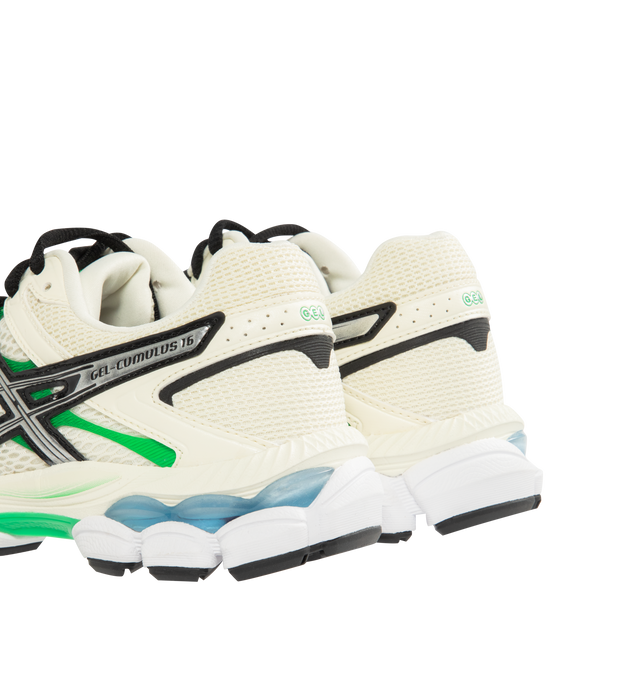 Image 3 of 5 - WHITE - ASICS Gel-Cumulus 16 Sneaker featuring breathable mesh underlays, 2010s design aesthetics, FLUIDRIDE midsole, rearfoot and forefoot GEL technology, lace up closure and sockliner. 