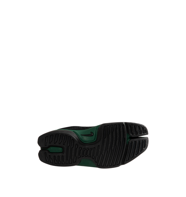 Image 4 of 5 - BLACK - Nike Women's Air Rift 2 Kenya Sneakers reinterpret the iconic split-toe silhouette with a colorway inspired by Kenya and its renowned running heritage. Designed in black, Fire Red, and Team Dark Green, these sneakers reference the colors of the Kenyan flag while honoring the barefoot running traditions that originally influenced the Air Rift design. The updated Air Rift 2 construction retains the distinctive split-toe profile and natural-motion-inspired shape while refining the origin 