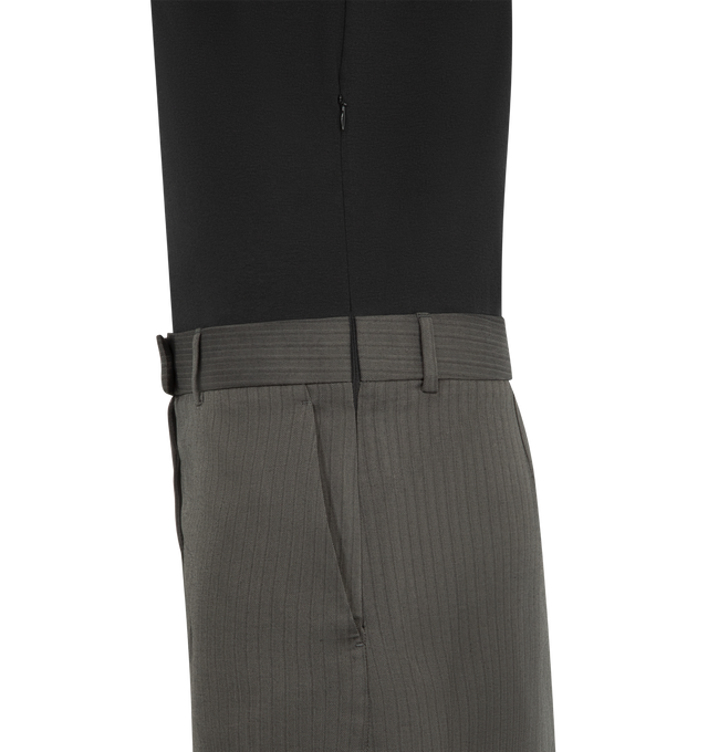 Image 3 of 3 - BLACK - ACNE STUDIOS Layered Short Dress featuring a cotton jersey top with ribbed neckline and a fluid herringbone-patterned skirt, layered construction, belt loops, pockets, a faux fly, branded studs, a chain at the back neckline, regular fit and mid-thigh length. 100% cotton. 100% viscose. 