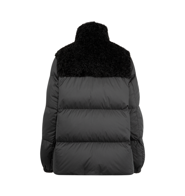 Image 2 of 3 - BLACK - MONCLER Esnaie Teddy-Trimmed Short Down Jacket featuring polyester lining, collar and back yoke in teddy fleece, down-filled, zipper closure and zipped pockets. 100% polyester. Padding: 90% down, 10% feather. Made in Moldova. 