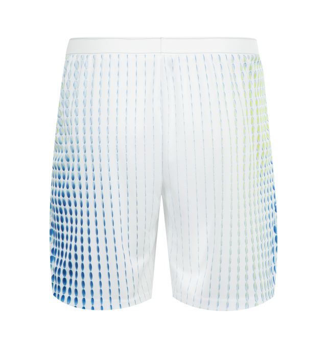 Image 2 of 3 - WHITE - CASABLANCA Tennis Tech Shorts featuring diamond logo patch, an elasticised waistband, drawstring fastening, side pockets, curved hem detail, birdseye mesh fabric and relaxed fit. 100% polyester. Made in Portugal. 