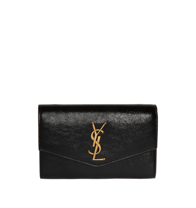 Image 1 of 3 - BLACK - SAINT LAURENT Uptown Chain Wallet featuring detachable chain strap, card case with a zipped coin pocket, three card slots and leather lining. 7.5" X 4.7" X 1.2". Calfskin leather. 