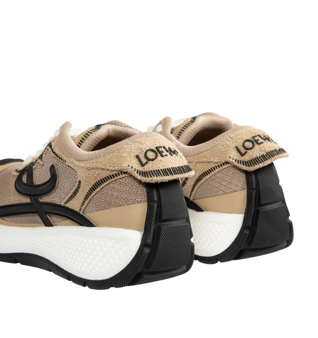 Image 3 of 5 - NEUTRAL - Loewe Women's Pogo Sneakers are crafted from technical knit and suede and feature a bold silhouette with a layered upper and textured two-piece sole. Designed with double laces, the signature L monogram at the side. Main Material: Technical Knit and Suede. Lining: Technical Fabric. Sole: Rubber. Heel Height: 4 cm. Made in Italy. 