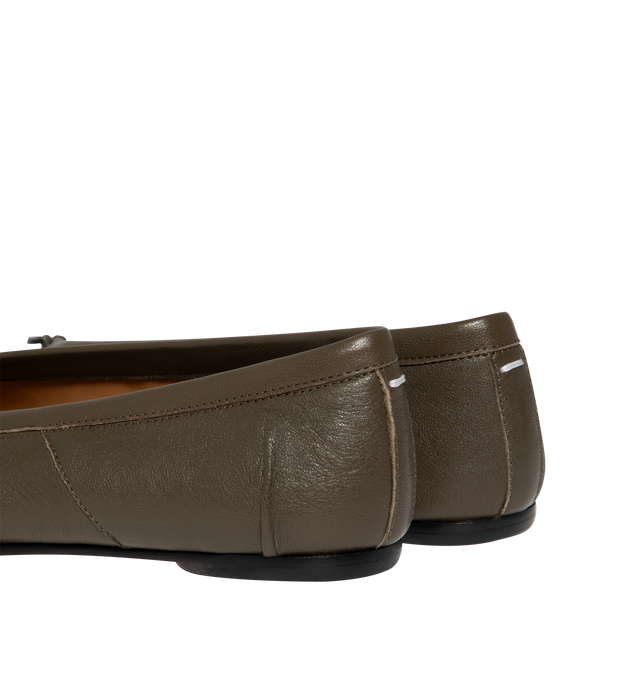 Image 3 of 4 - BROWN - MAISON MARGIELA Tabi Leather Ballerina Flats featuring the label's signature Tabi split-toe design, a knotted shoelace accent, slips on, leather upper and leather sole. Made in Italy. 