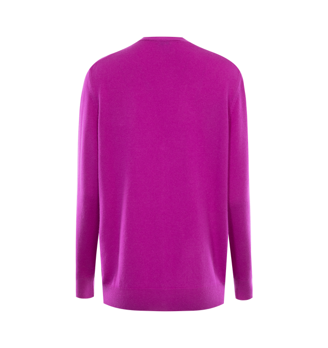 Image 2 of 2 - PURPLE - Loewe Cardigan in violet-colored lightweight cashmere. Features a relaxed fit, regular length, V-neck with jewelled button-front fastening. Made in Italy. 