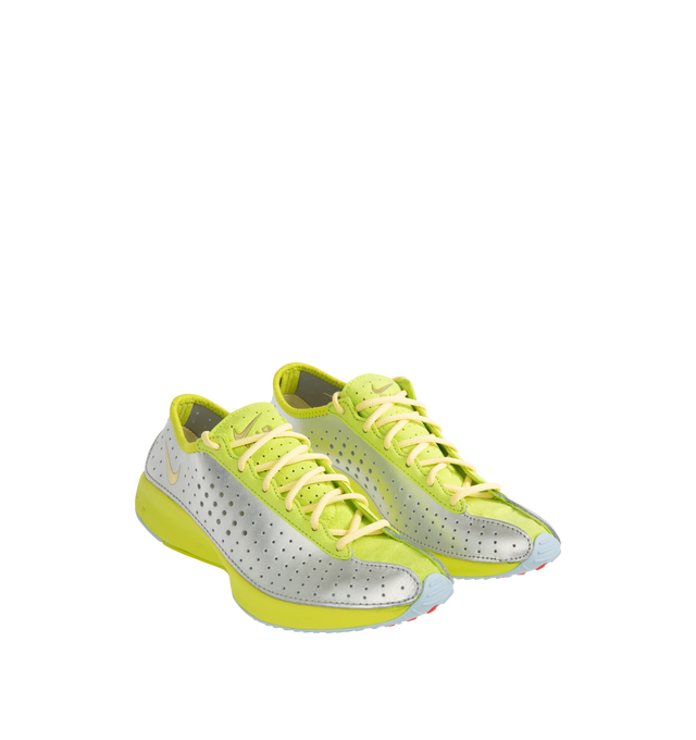 Image 2 of 5 - YELLOW - NIKE Air Superfly Sneaker featuring perforated leather upper with suede accents, raw-edge construction around the collar, Nike Air technology in the heel absorbs impact for cushioning and rubber outsole. 