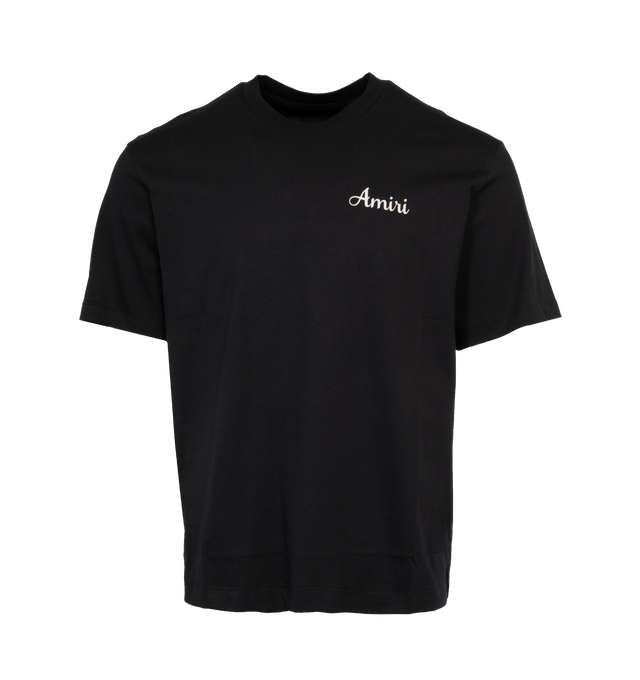 BLACK - AMIRI Lanesplitters Tee featuring short sleeves, crew neck and front and back Amiri logo detail. 100% cotton. Made in Italy.