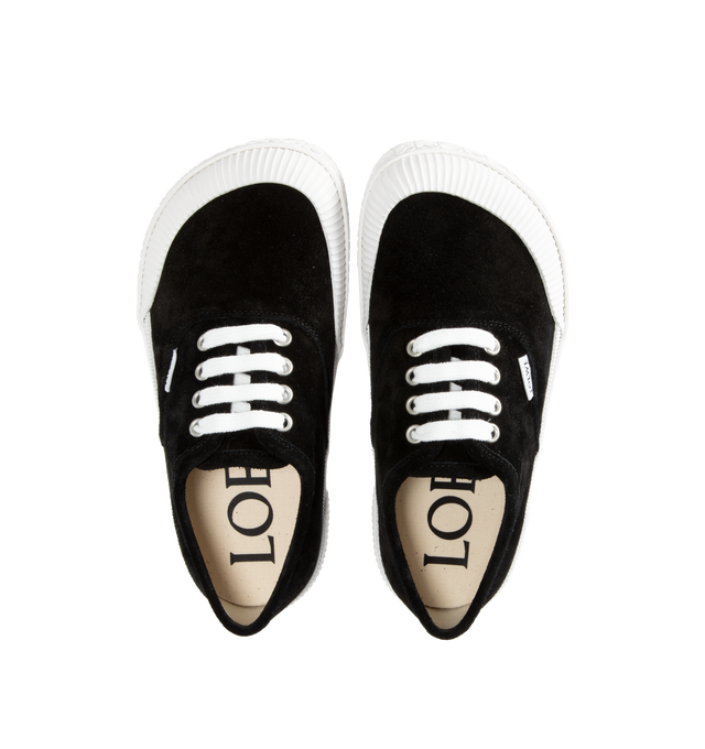 Image 5 of 5 - BLACK - Loewe Lace-up sneaker in suede on a vulcanised rubber sole featuring a bulky and asymmetric toe shape. Featuring LOEWE fabric tag on the quarter, embossed Anagram outsole and foxing, lace fastening and rubber sole. 