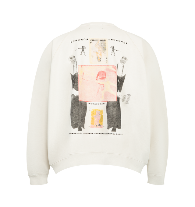 Image 2 of 2 - WHITE - Enfants Riches Dprims Mens Raglan Crewneck Sweatshirt is crafted from heavyweight brushed French terry. Features an oversized slouchy fit, long raglan sleeves, ribbed crew neckline, cuffs and hem, printed artwork at the front and back, and signature vintage wash. Main Material: Cotton French Terry. Made in USA. 