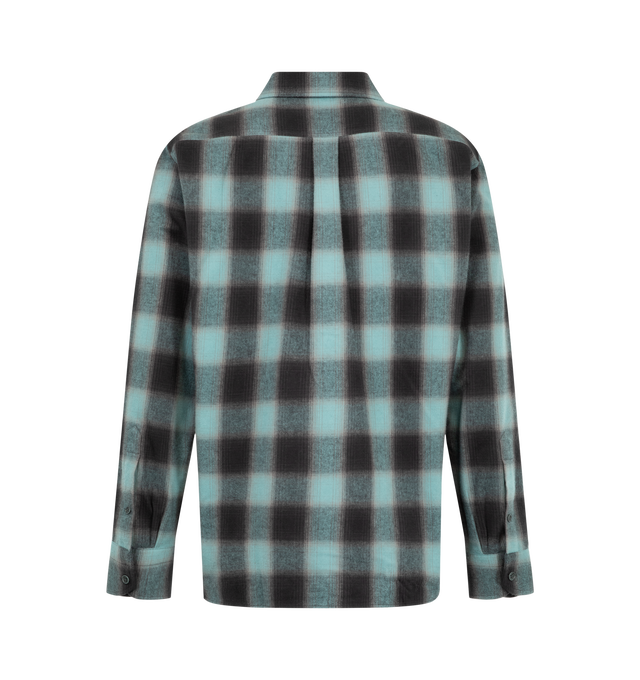 Image 2 of 2 - BLUE - Tom Ford Men's Button-Up Plaid Shirt is crafted from brushed cotton and features a classic check pattern in grey and light blue tones. Designed with a classic collar, long sleeves, and buttoned cuffs, the shirt is finished with a button-front closure, two chest flap pockets, and a curved hem for a refined yet casual silhouette. Main Material: 100% Cotton. Made in Italy. 
