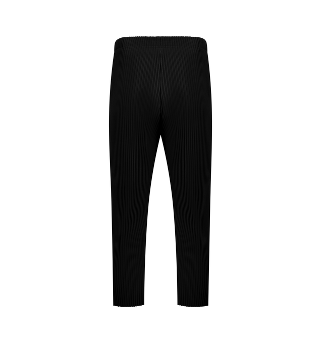 Image 2 of 3 - BLACK - ISSEY MIYAKE Quarry Pants featuring allover pleating, elasticized waist, side slip pockets, cropped fit, straight legs and pull on style. Polyester. Made in Japan. 