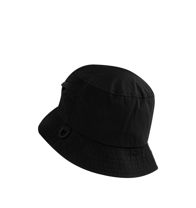 Image 2 of 2 - BLACK - JACQUEMUS Le Bob Nylon Bucket Hat featuring front logo detail, side zip pocket and D-ring. 100% polyamide. Made in Italy. 