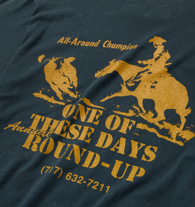 Image 4 of 4 - BLACK - ONE OF THESE DAYS Round Up T-Shirt featuring vintage wash, pre-shrunk, short sleeves, crew neck and graphic on front. 100% cotton.  