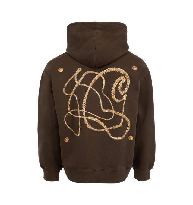 Image 2 of 2 - BROWN - Carhartt WIP Hooded Charm Link Sweatshirt made in a loose fit from a heavyweight, brushed polycotton jersey, featuring a fleece-like backing, an adjustable hood, kangaroo pocket and graphic photoprints. 80% Cotton, 20% polyester. 